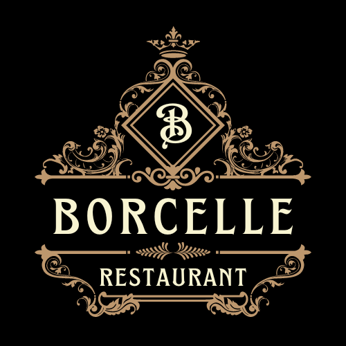 Black Gold Brown Luxury Vintage Decorative Ornamental Cafe and Restaurant Logo
